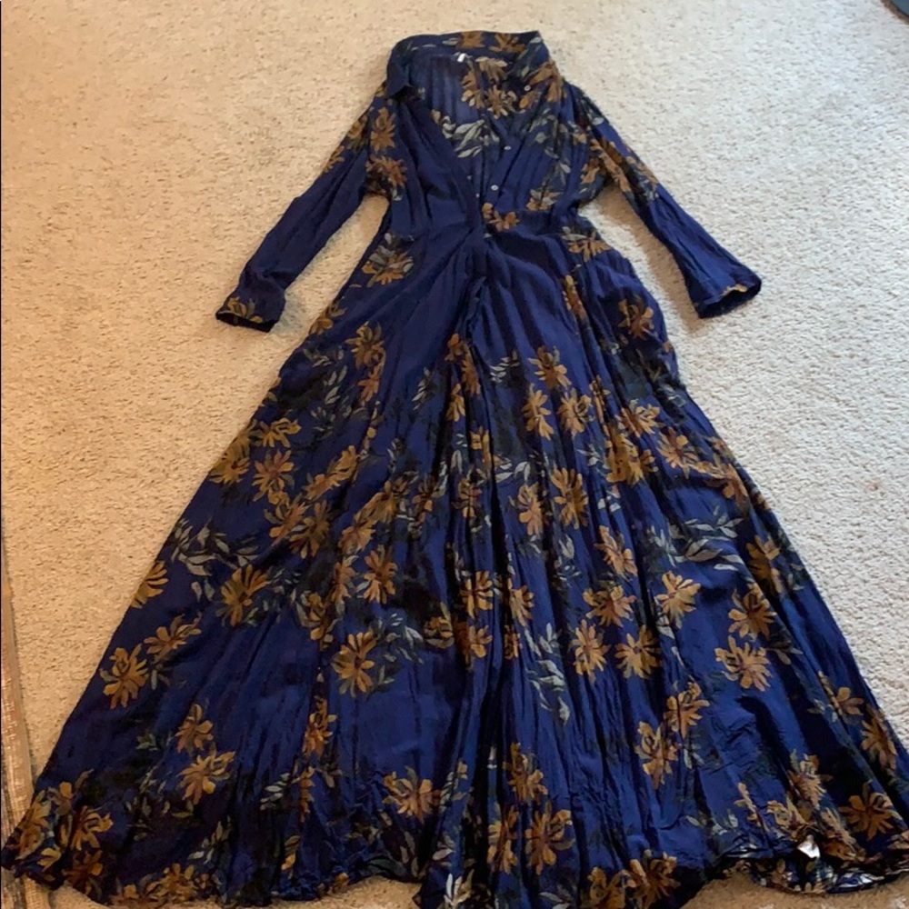 Free People Floral Maxi w/ Sleeves